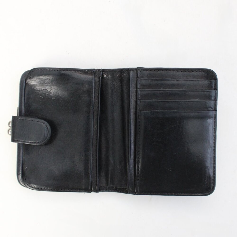 Coach Vintage 90's Continental Bifold Framed Kisslock Black Leather Wallet 4886 - Picture 3 of 8